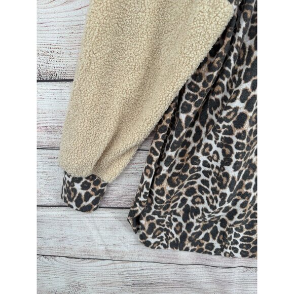 Jade by Jane Animal‎ Print Fuzzy Sleeve Oversized Hoodie Women's Size 1X Brown - Picture 6 of 10